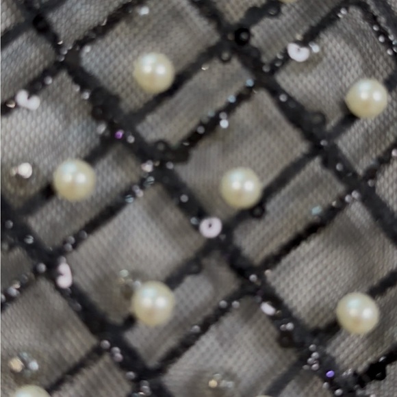 Iris NWT Black Sheer Blouse with Pearl Details - Picture 13 of 13